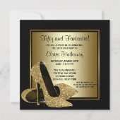Black Gold High Heels Womans Birthday Party Invitation (Front)
