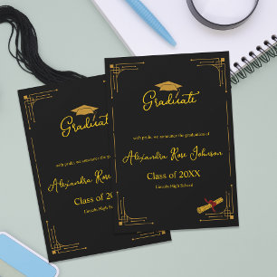 Black & Gold High School Graduation Announcement