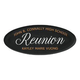 Black Gold High School Reunion Personalised Name Tag