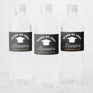 Black Gold High School Reunion Personalized Party Water Bottle Label