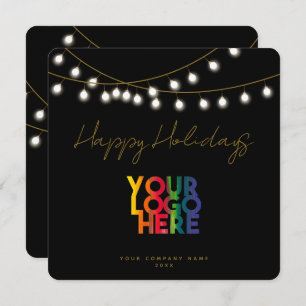 Black Gold Holiday Business Logo Christmas Card