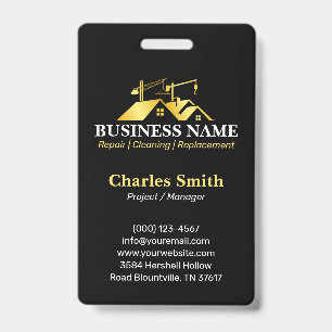 Black Gold Home Building Construction ID Badge