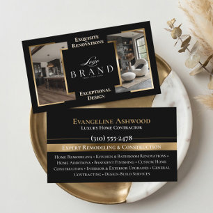 Black Gold Home Remodeling Contractor Custom Logo Business Card