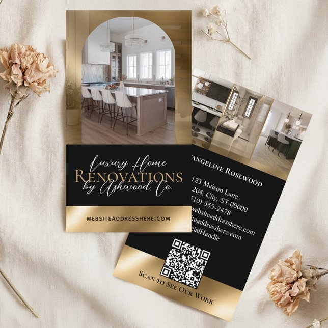 Black Gold Home Renovation Contractor Arch Photo Business Card (Black Gold Home Renovation Contractor Arch Photo Business Card)