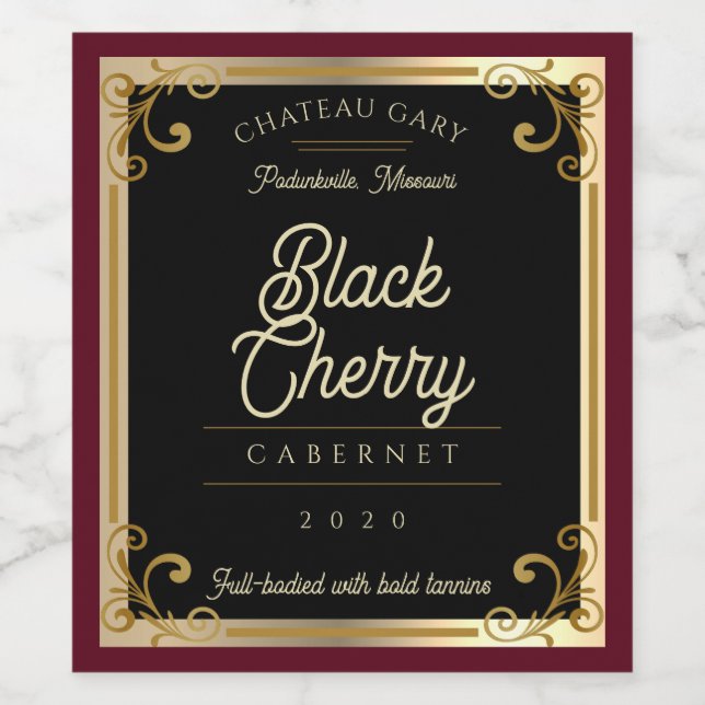 Black gold homemade wine personalized wine label (Single Label)