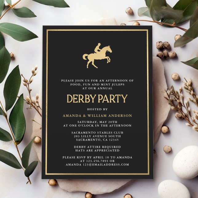 Black & Gold Horse Race Derby Party  Invitation (Creator Uploaded)