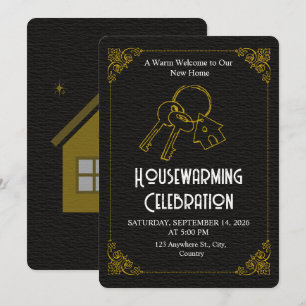 Black Gold Housewarming Invitation Editable