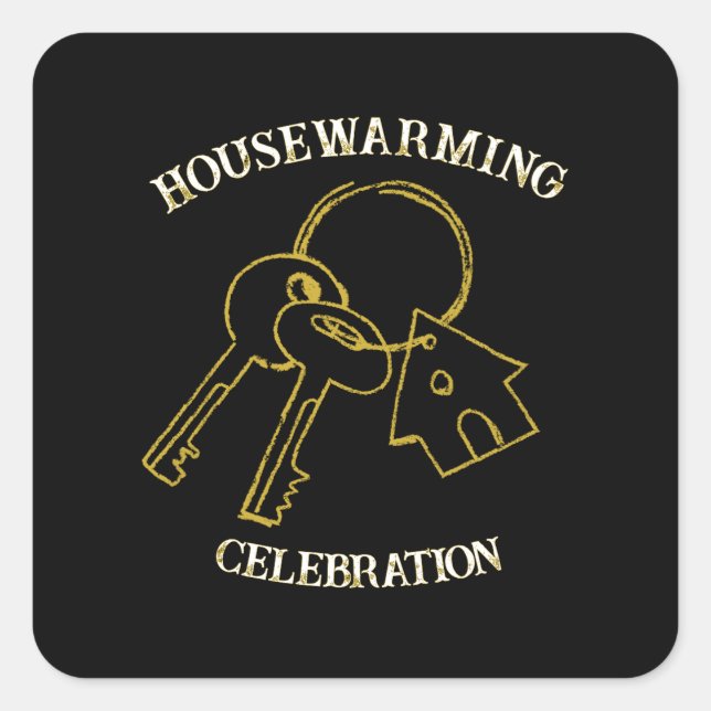 Black Gold Housewarming Sticker Editable (Front)
