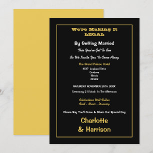 Black Gold Informal Wedding Invitation