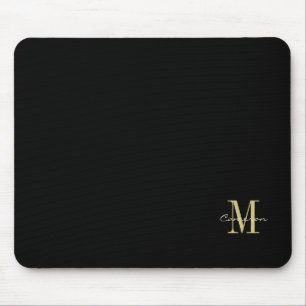 Black Gold Initial and Name Personalised Gift Mouse Pad