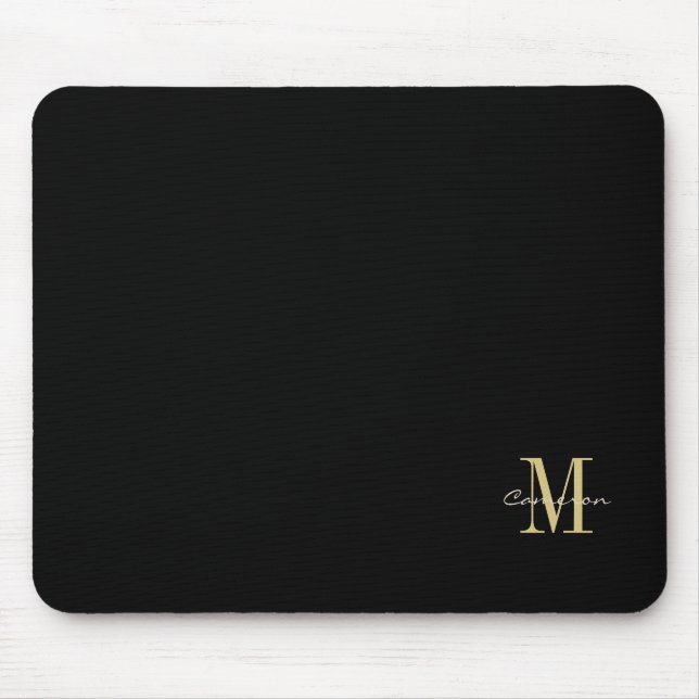  Black Gold Initial and Name Personalised Gift Mouse Pad (Front)