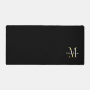 Black Gold Initial and Name Personalized Gift Desk Mat