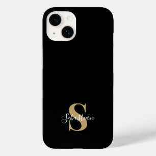 Black & Gold   Initial Monogram Personalised Name Case-Mate iPhone 14 Case