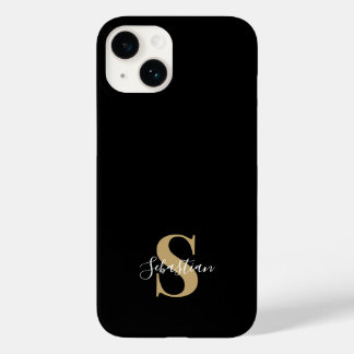Black & Gold | Initial Monogram Personalised Name Case-Mate iPhone 14 Case