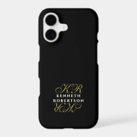 Black Gold Initials White Name Monogram Chic Men