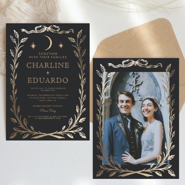 Black Gold Ivy Ornament  Wedding  Invitation (Creator Uploaded)