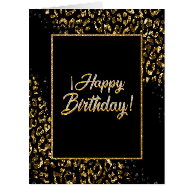 Black Gold Jewel Leopard Invitation Card (Front)