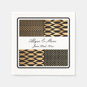 Black - Gold Kente (White) Napkin
