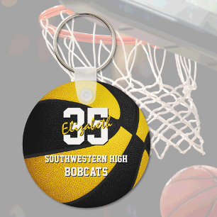 black gold kids basketball team colours key ring