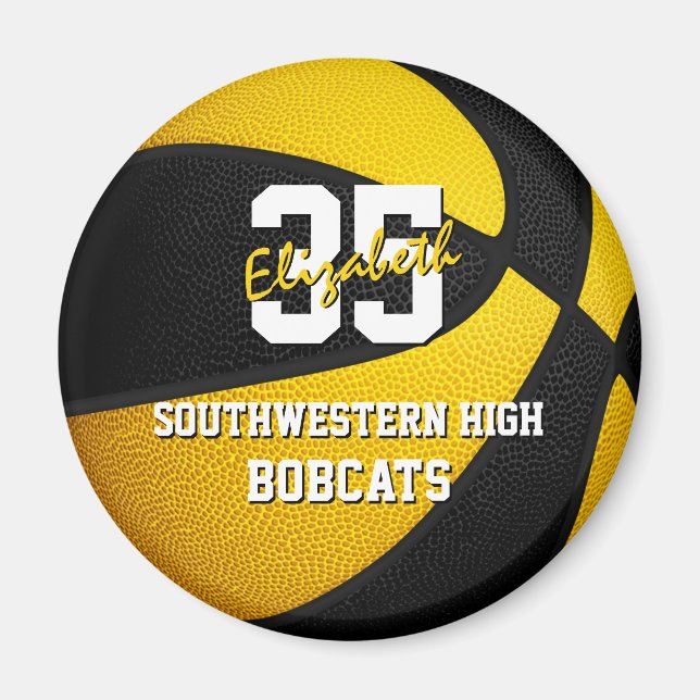 black gold kids basketball team colours magnet (Front)