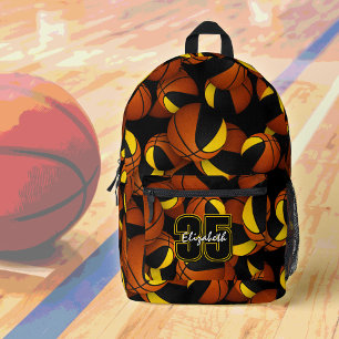 Black gold kids basketball team colours  printed backpack