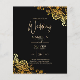 Black Gold Lace Wedding Invitations