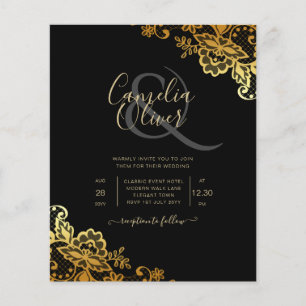 Black Gold Lace Wedding Invitations Flyer