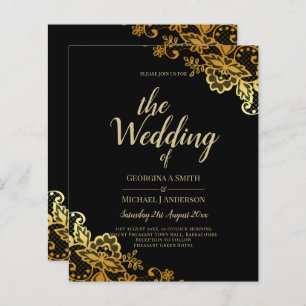 Black Gold Lace Wedding Invtiations
