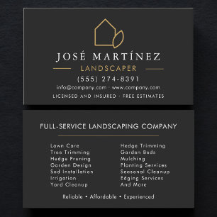 Black & Gold Landscaper Lawn Service Business Card