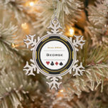 Black Gold Las Vegas Casino Poker Chip Christmas Snowflake Pewter Christmas Ornament<br><div class="desc">Looking for a gift for your favourite gambler? Give them this fun black and gold casino poker chip Christmas tree ornament. Personalise it with their name for an extra personal touch!</div>