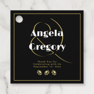 Black Gold Las Vegas Elegant Casino Wedding Favour Tags