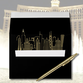 Black Gold Las Vegas Skyline Elegant Address Envelope