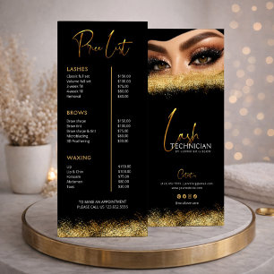 Black & Gold Lash Tech Price List   Luxury Beauty  Rack Card