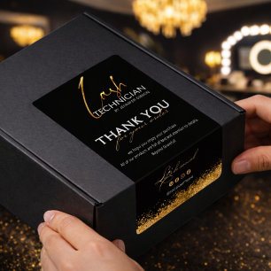 Black & Gold Lash Tech Seal Label   Luxury Beauty 
