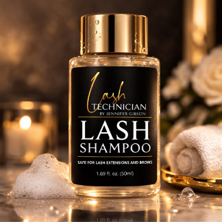 Black & Gold Lash Tech Shampoo Sticker | Luxury 