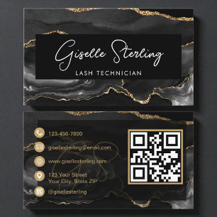Black Gold Lash Technician QR Code  Business Card