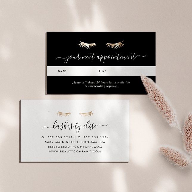 Black & Gold Lashes Appointment Cards (Creator Uploaded)