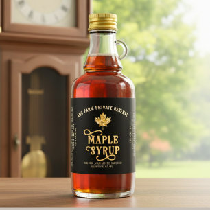 Black & Gold Leaf Private Reserve Maple Syrup Liquor Bottle Label