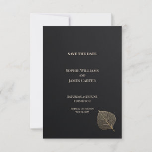 Black Gold Leaf Wedding Save the Date