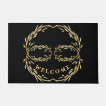 Black Gold Leaves Doormat