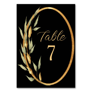 Black Gold Leaves Table Number