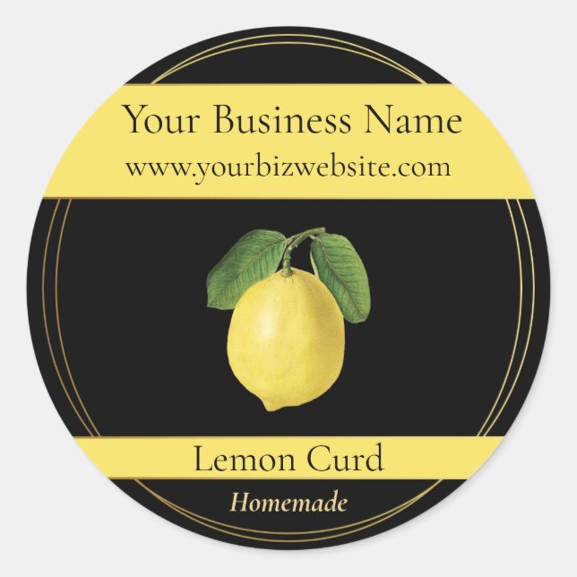 Black & Gold Lemon Curd Product Label (Front)