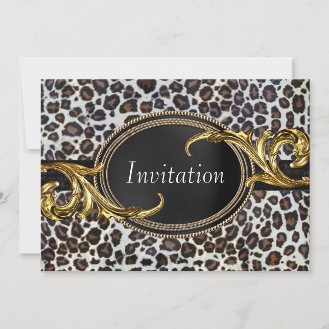 Black Gold Leopard All Occasion Party Invitation (Front)