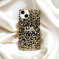 Black Gold Leopard GlitterPersonalized Name 
