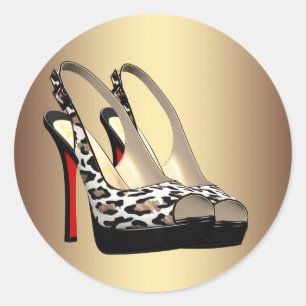 Black Gold Leopard High Heel Shoe Stickers