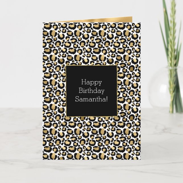 Black Gold Leopard Print Card (Front)