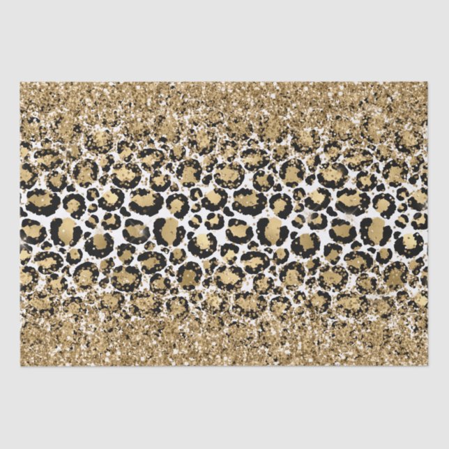 Black Gold Leopard Print Glitz Tissue Paper (Front)