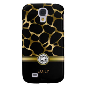 Black & Gold Leopard Print Pattern Galaxy S4 Case