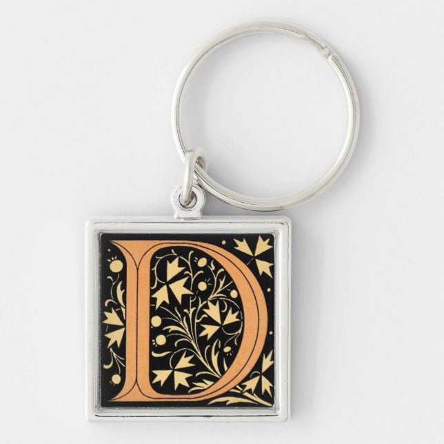 Black & Gold Letter ‘D’ Key Ring (Front)
