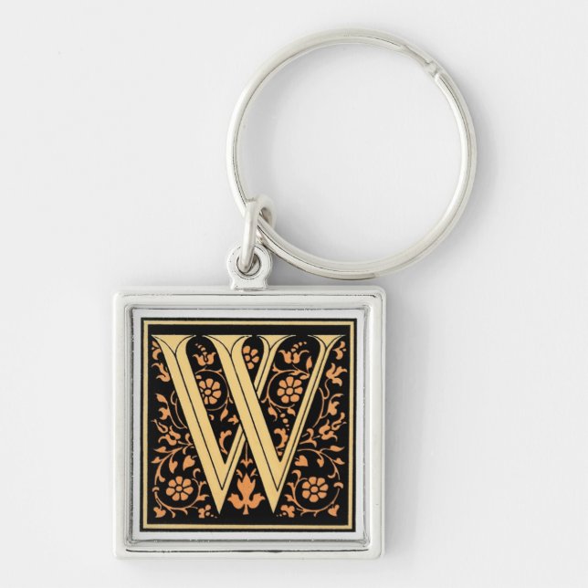 Black & Gold Letter ‘W’ - Keychain (Front)